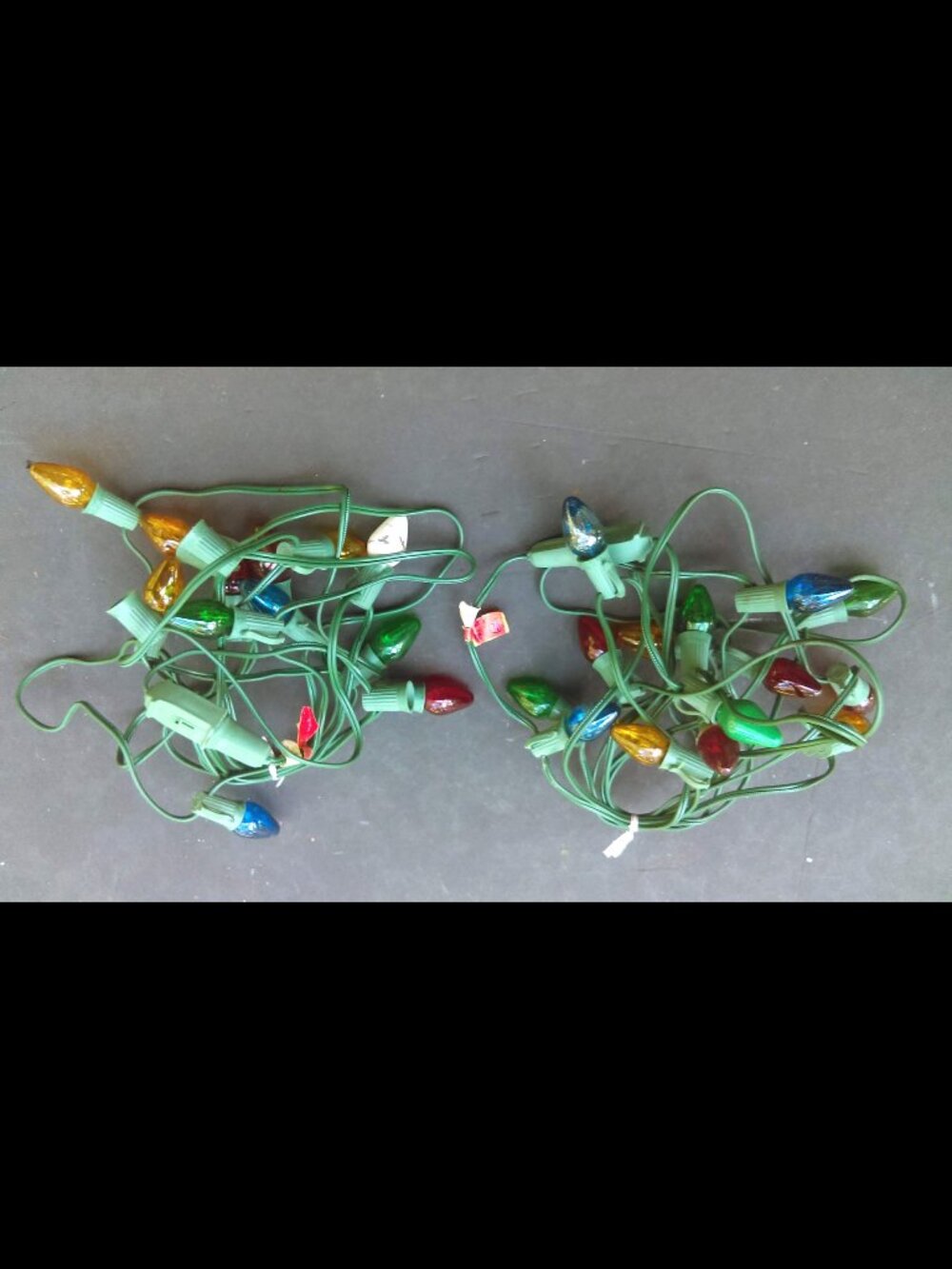 2 Vintage Strings of Indoor/Outdoor C7 Toyo Christmas Light Set 30 Ft Green Clip